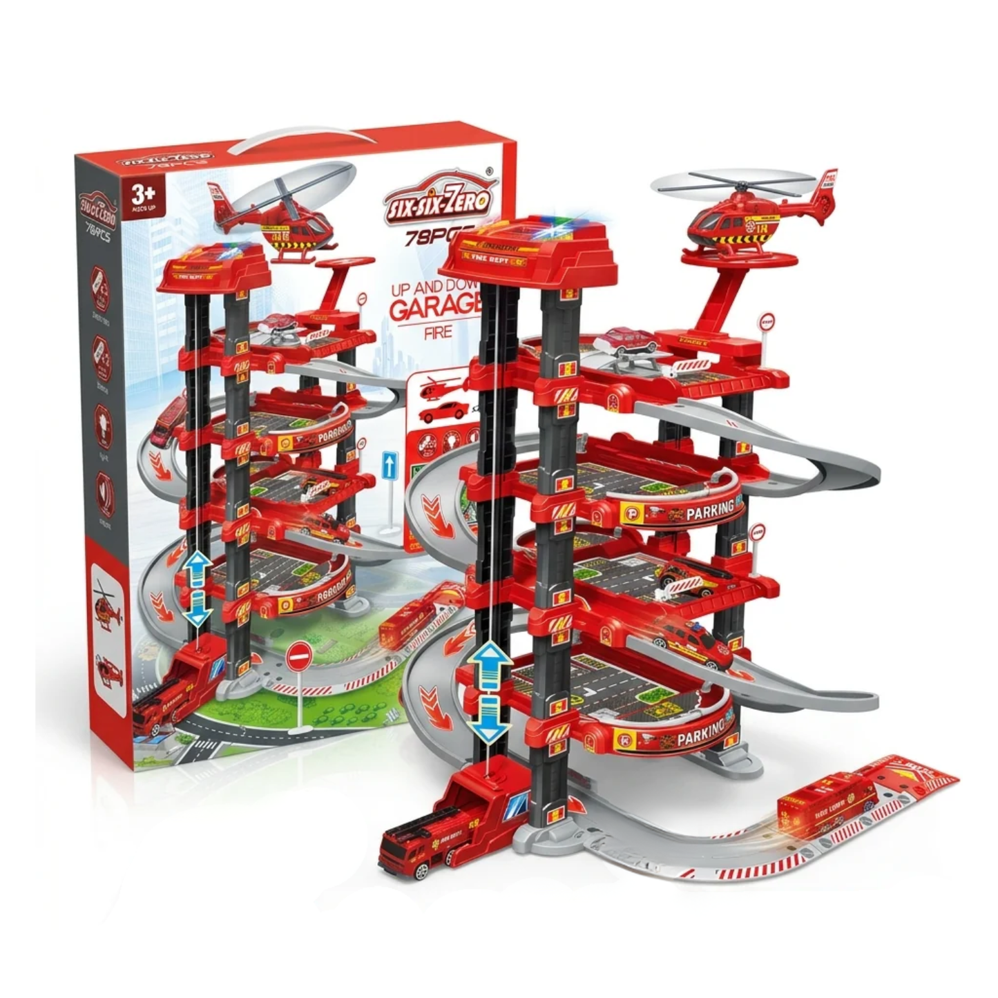 Garage Pompiers 5 Niveaux – 78 pièces