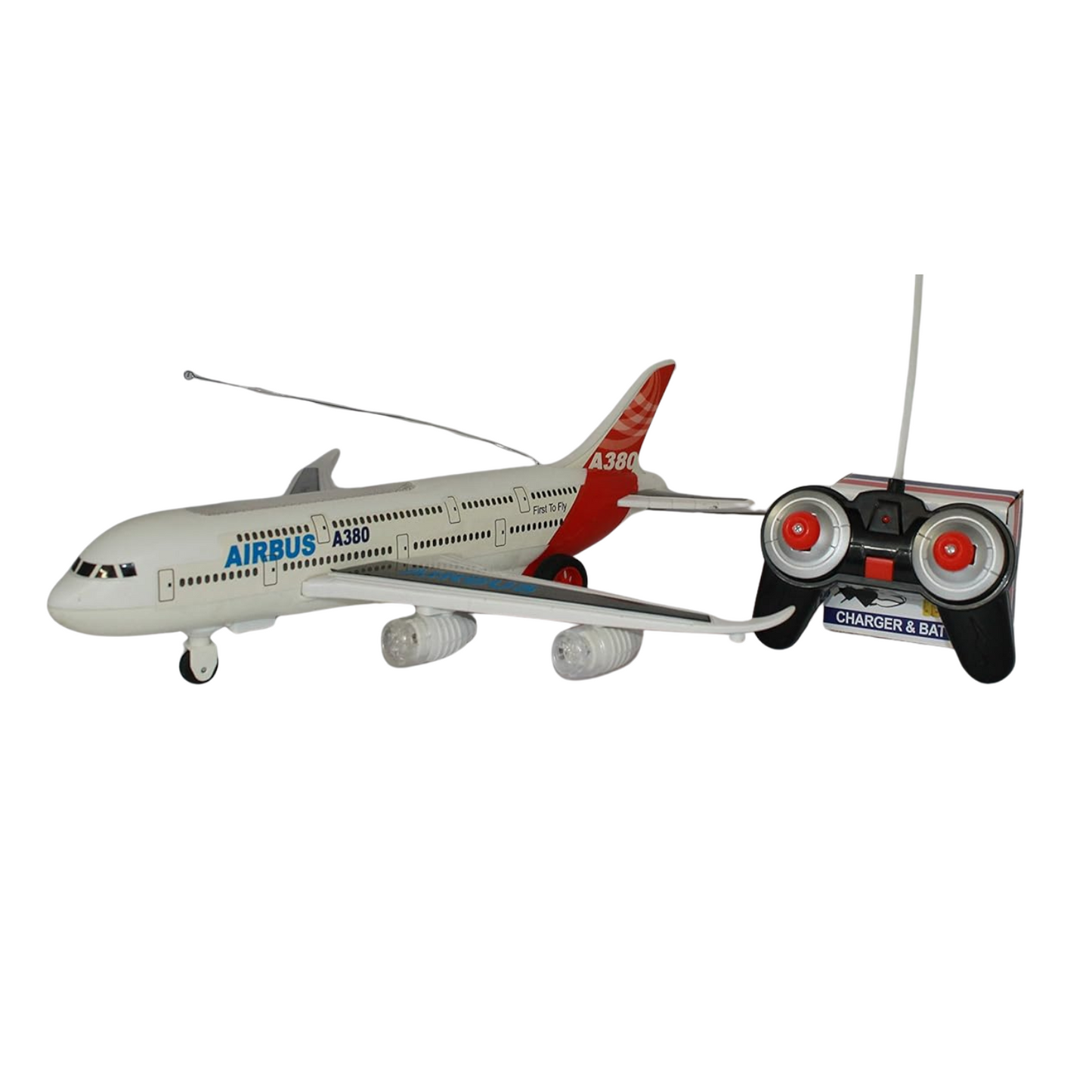 Avion radiocommandé Airbus avec lumière et musique, multicolore