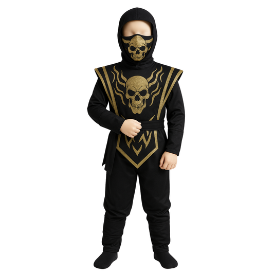 Déguisement Ninja Noir et Or - Tenue Noire Halloween