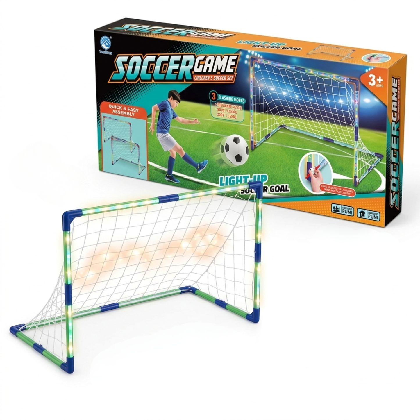 But de Football Lumineux 2-en-1 - Kit de Jeu Complet