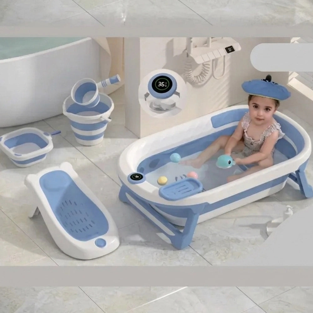 Baignoire Pliable Bébé 6 en 1 avec Thermomètre Digital & Accessoires