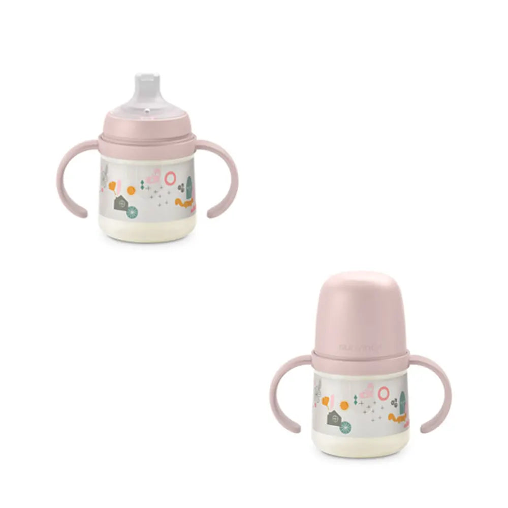 Biberon d'Apprentissage Rose Suavinex avec Anses et Bec Silicone Anti-Colic – 150ml