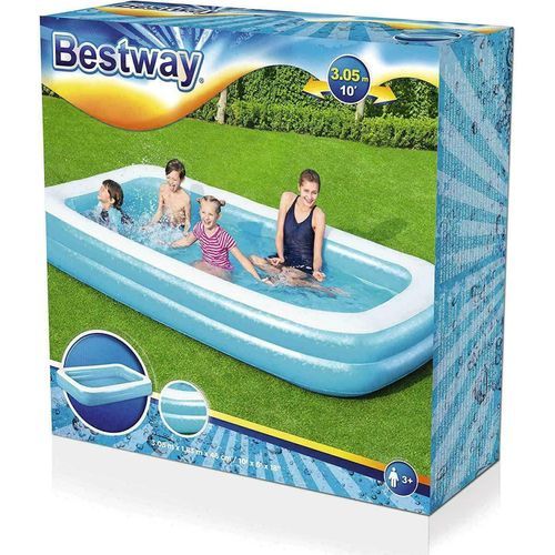 Piscine Familiale Gonflable Bestway – Rectangulaire, 3.05 m x 1.83 m x 46 cm, Bleu