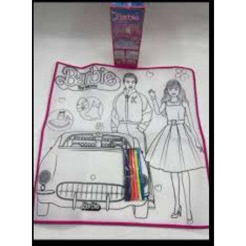 Tapis de coloriage Barbie lavable - 50x50 avec 12 feutres
