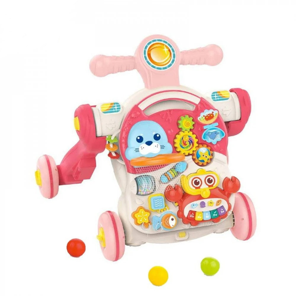 Trotteur Bébé 4 en 1 avec Table d’Activités Rose - Huanger