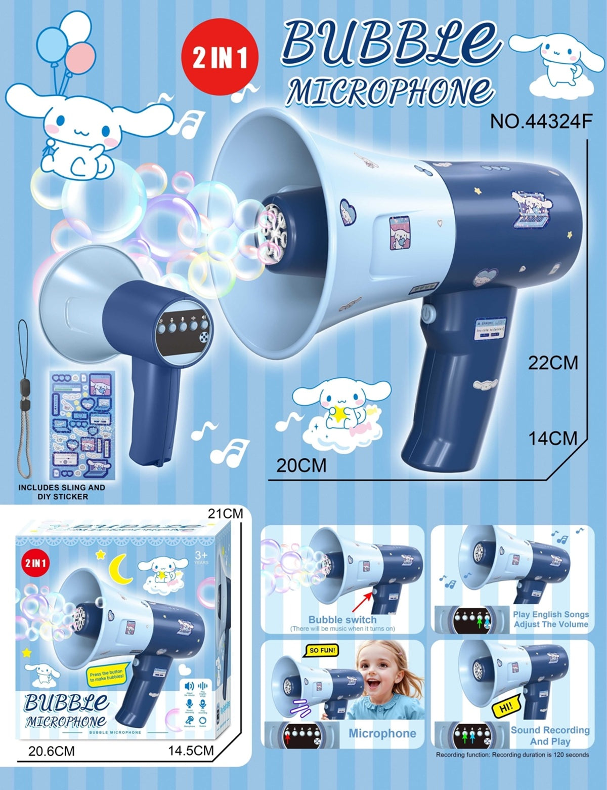 Mégaphone 2-en-1 My Melody – Machine à Bulles & Microphone - Rouge