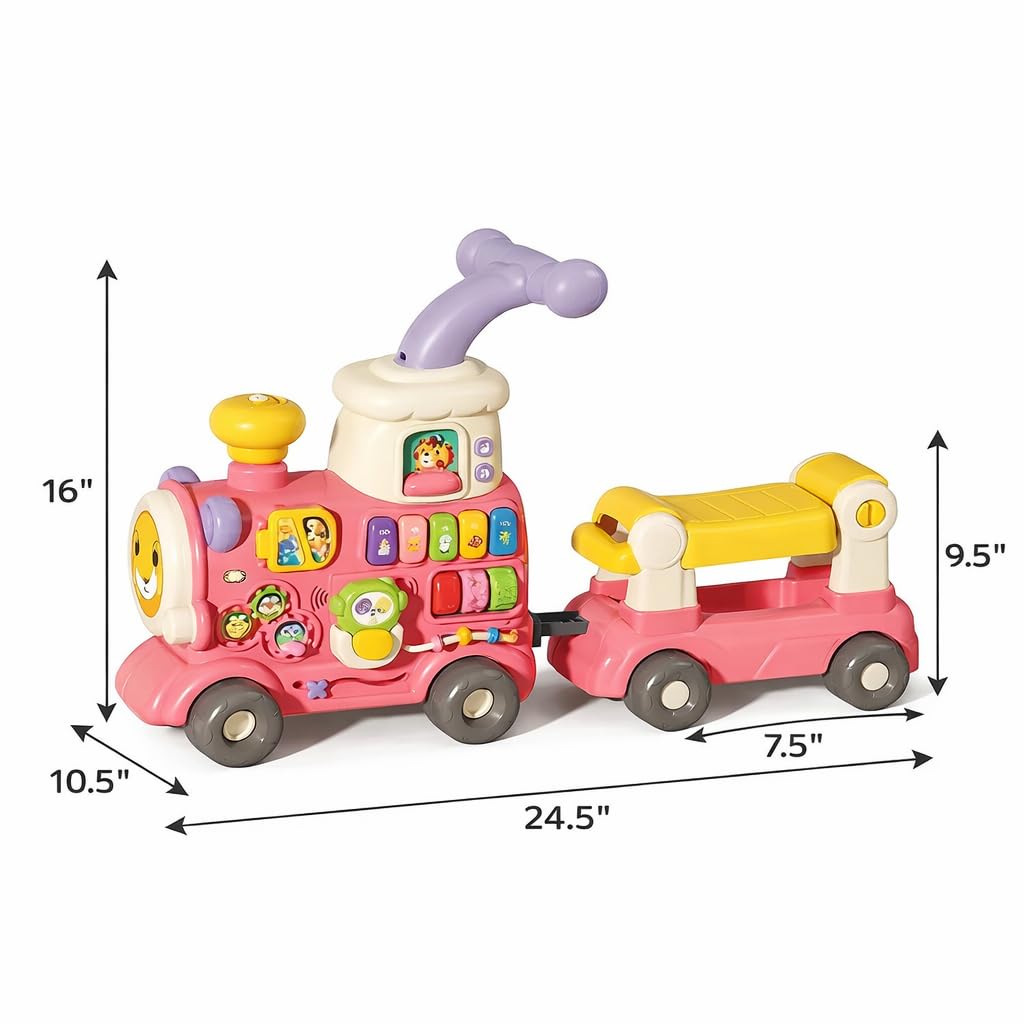 Baby Walker Train – Trotteur Musical 5 en 1 Rose - Bibi-Irn