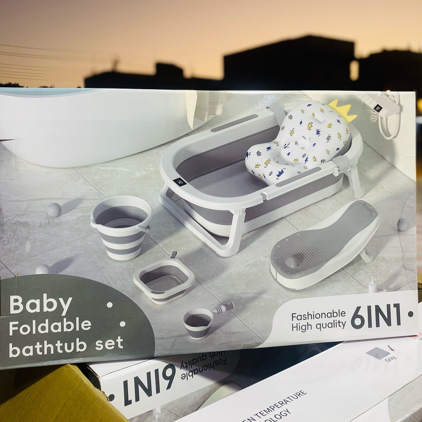 Baignoire Bébé Pliable 6 en 1 avec Accessoires