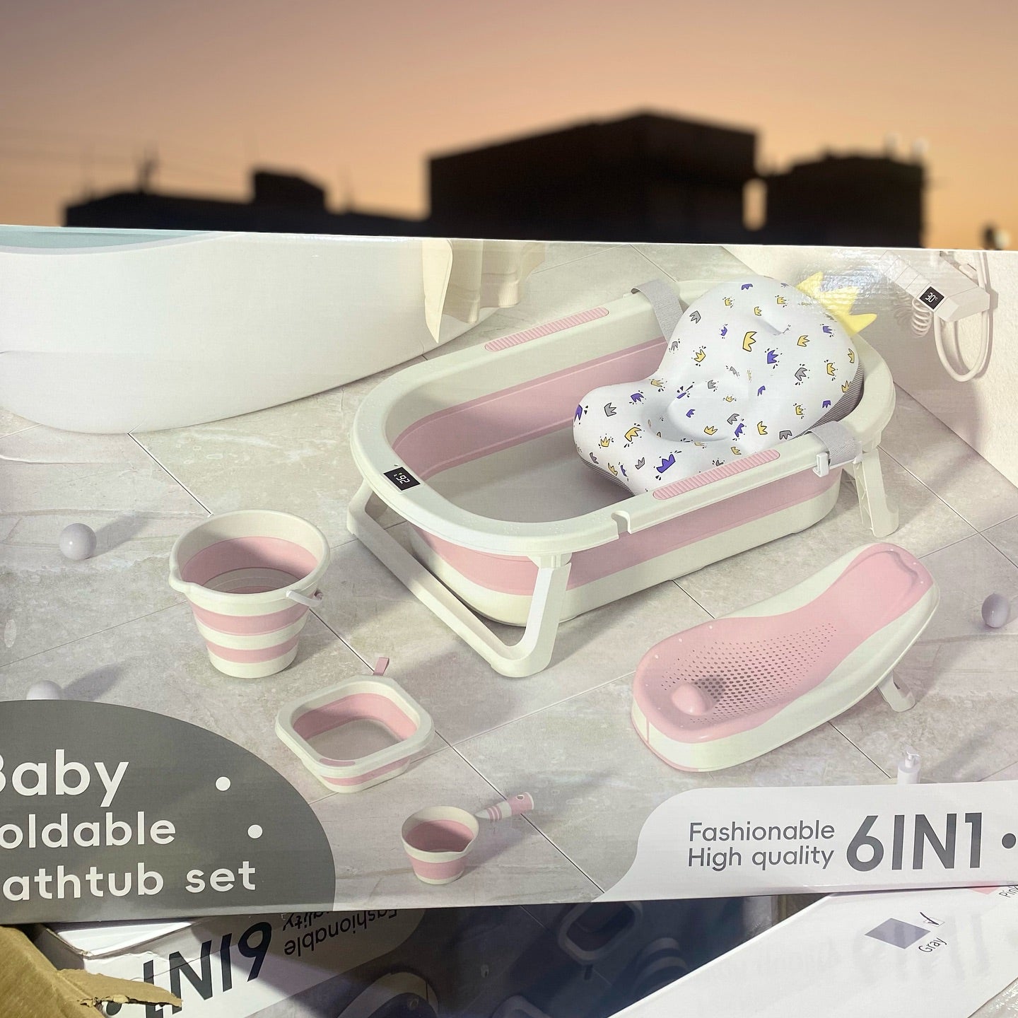 Baignoire Bébé Pliable 6 en 1 avec Accessoires