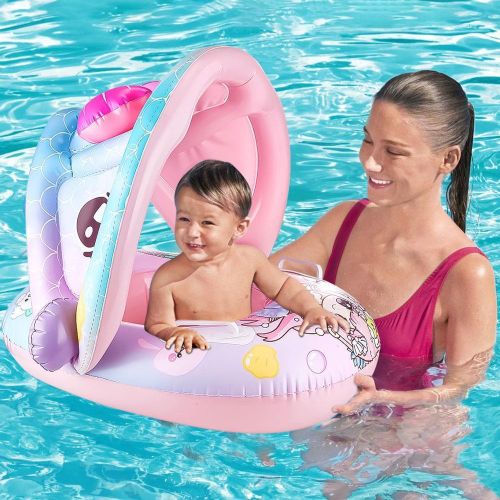 Bouée Siège Bébé avec Auvent Anti-UV – Protection Soleil