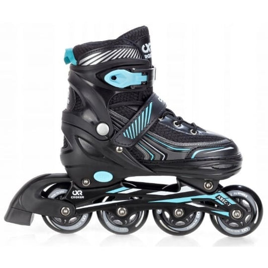 Rollers Évolutifs Noir avec détails en Bleu + Kit Complet de Protection