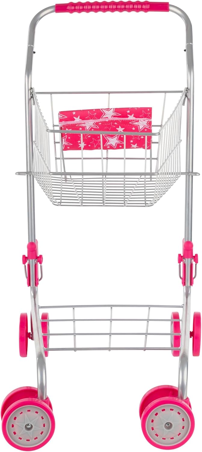 Chariot de courses pliable Idena avec détails roses