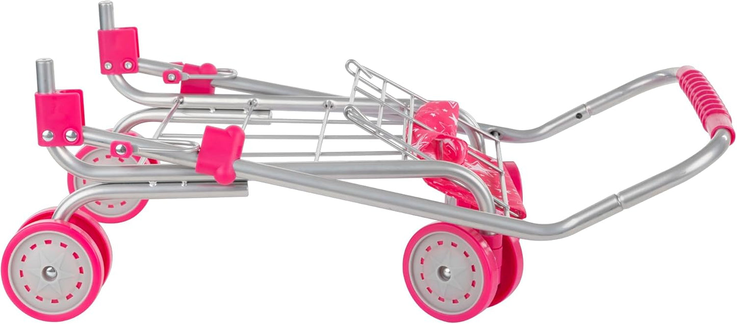 Chariot de courses pliable Idena avec détails roses