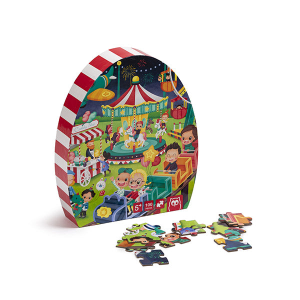 Puzzle Parc d'Attractions 100 Pièces – Boîte Ovale à Poignée