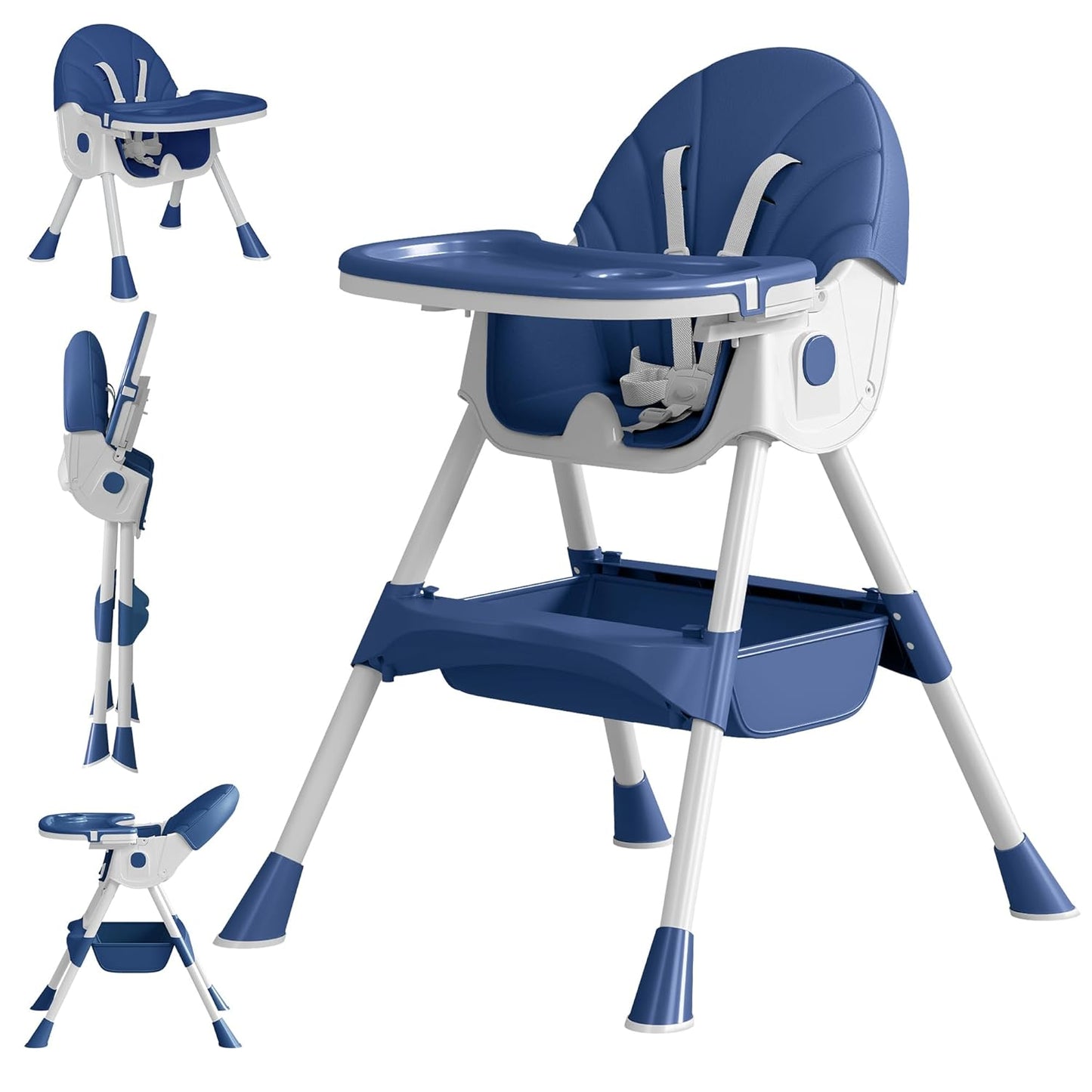 Chaise haute évolutive 5-en-1, pliable et facile à nettoyer
