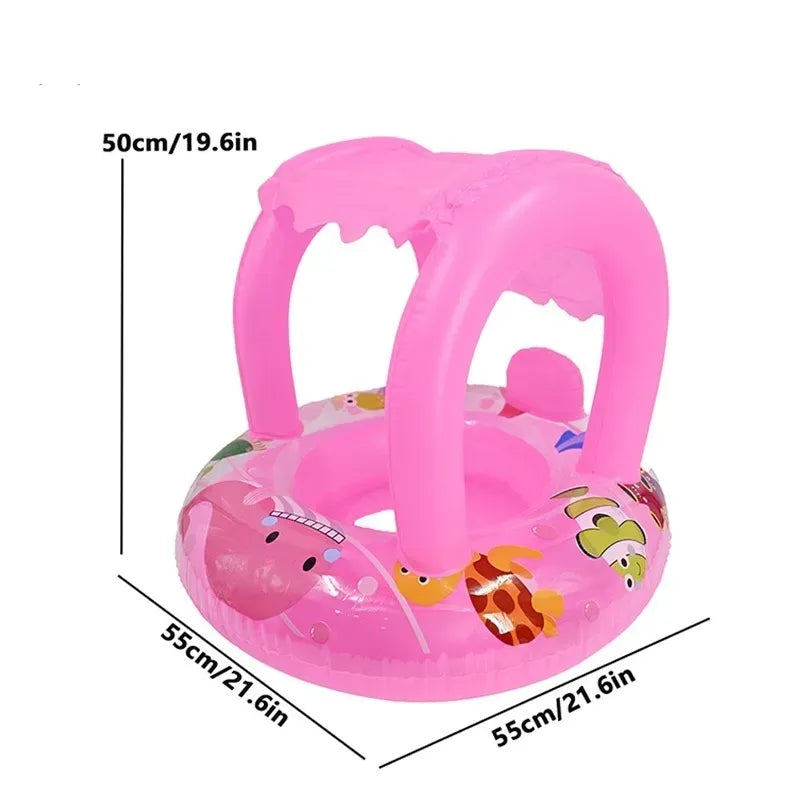 Bouée Gonflable Bébé avec Toit Protecteur - Rose