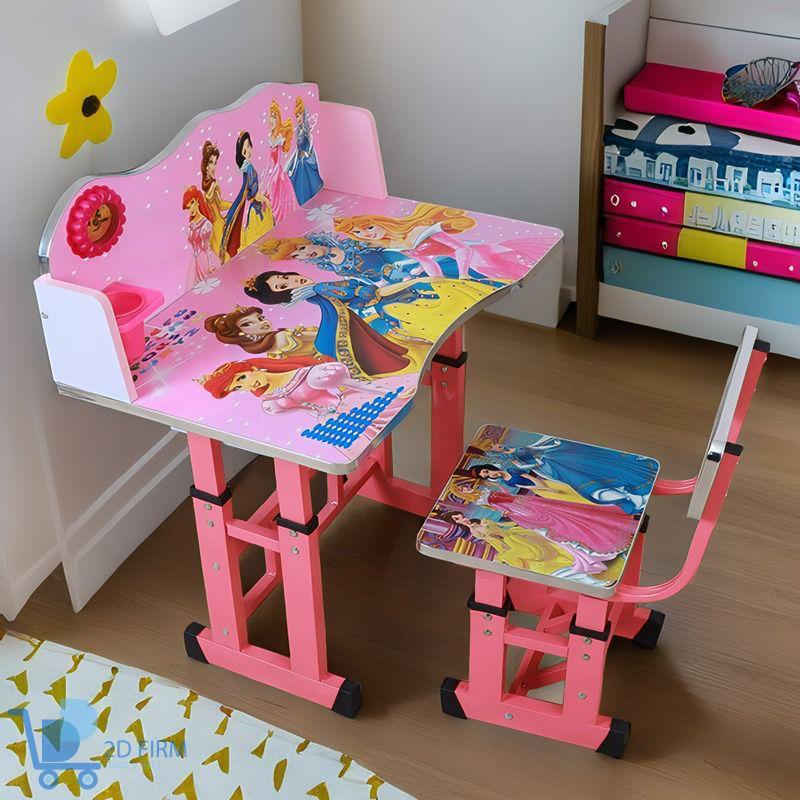 Bureau et Chaise en bois pour Fille – Thème : Barbie / Frozen / Disney / LOL