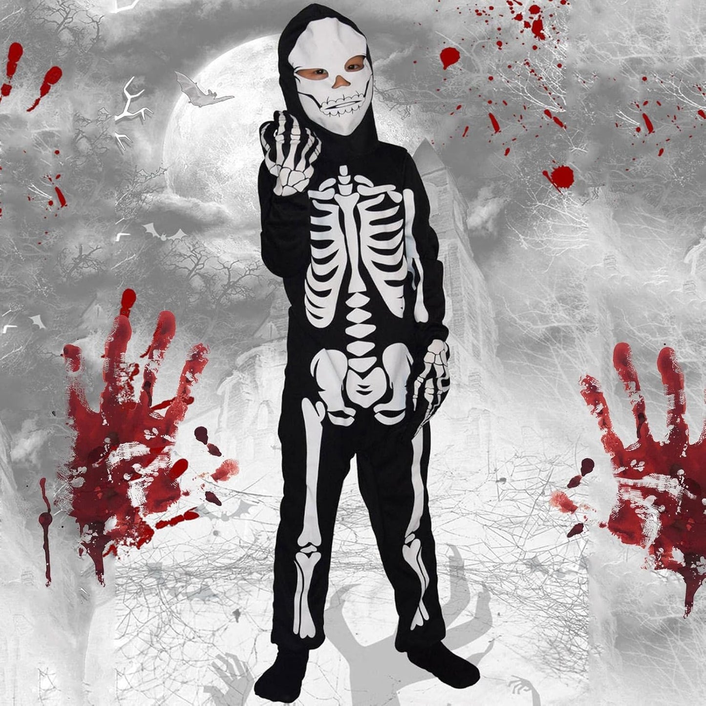 Costume Squelette avec Masque pour Enfants – Déguisement Halloween
