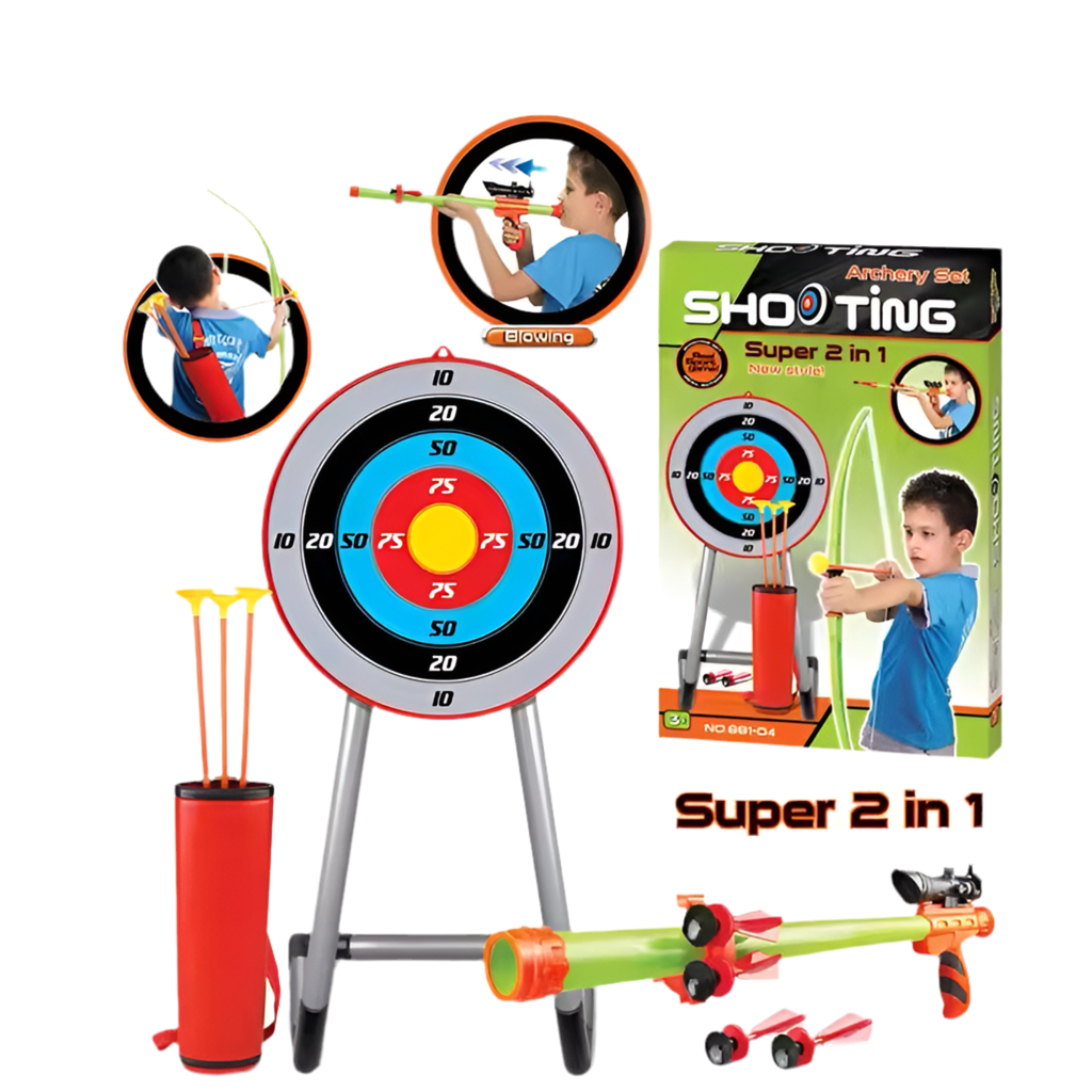 Jouet 2 en 1 pour Enfant – Jeu de Flèches et d’Arbalète