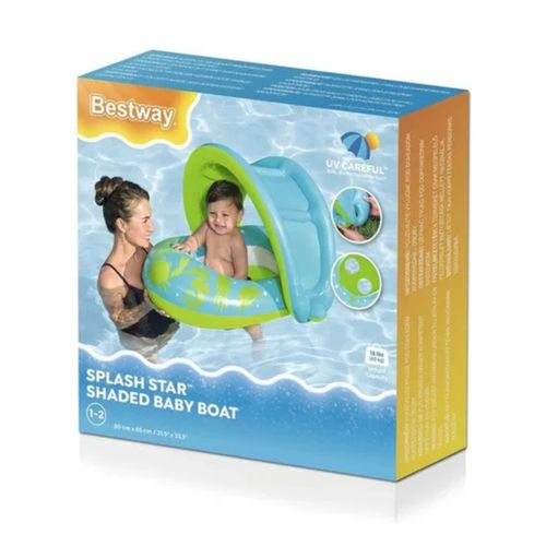 Bouée Bébé Bestway avec Pare-Soleil– 80 x 85 cm, Piscine & Plage