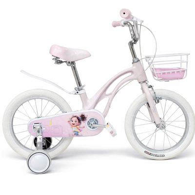 Vélo Fille Rose 16 Pouces avec Panier et Roues de Sécurité - 4 à 7 ans