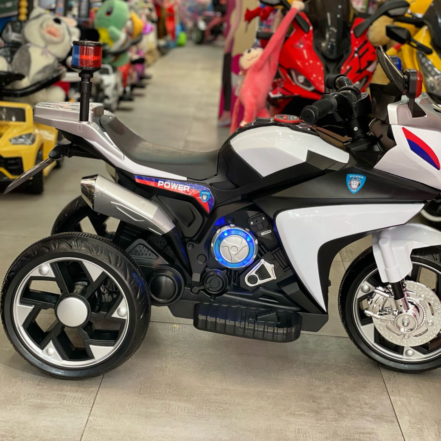 Moto Électrique Police pour Enfant – 3 Roues avec Gyrophare