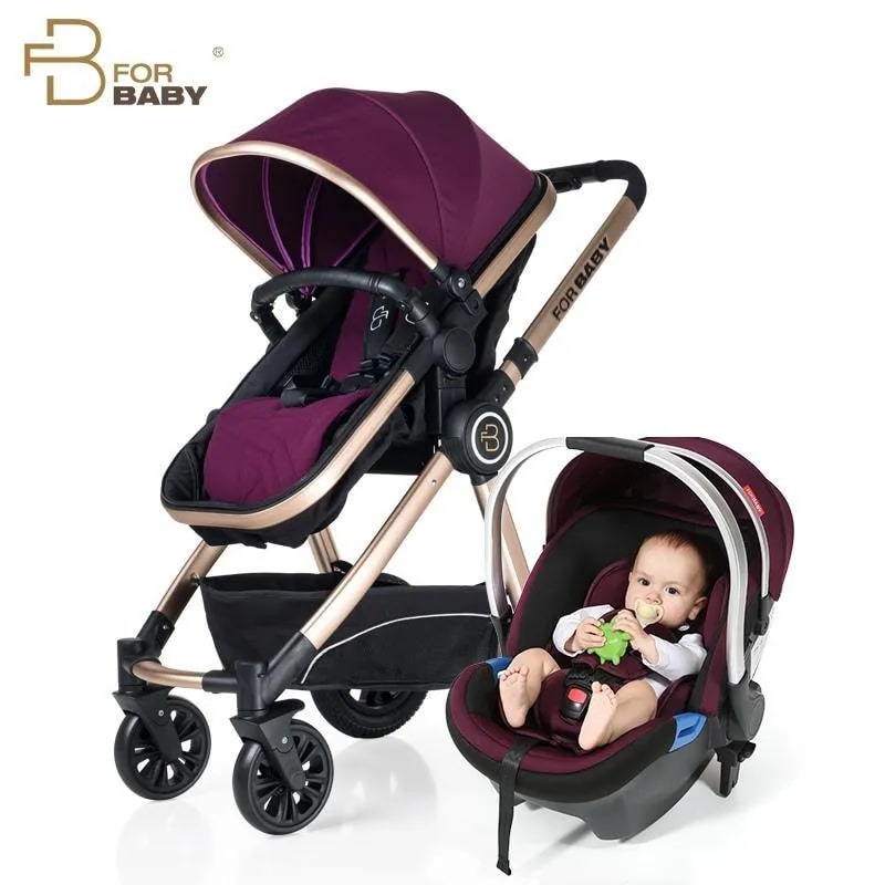 Poussette de Luxe 3 en 1 avec Nacelle et Siège Auto - For Baby