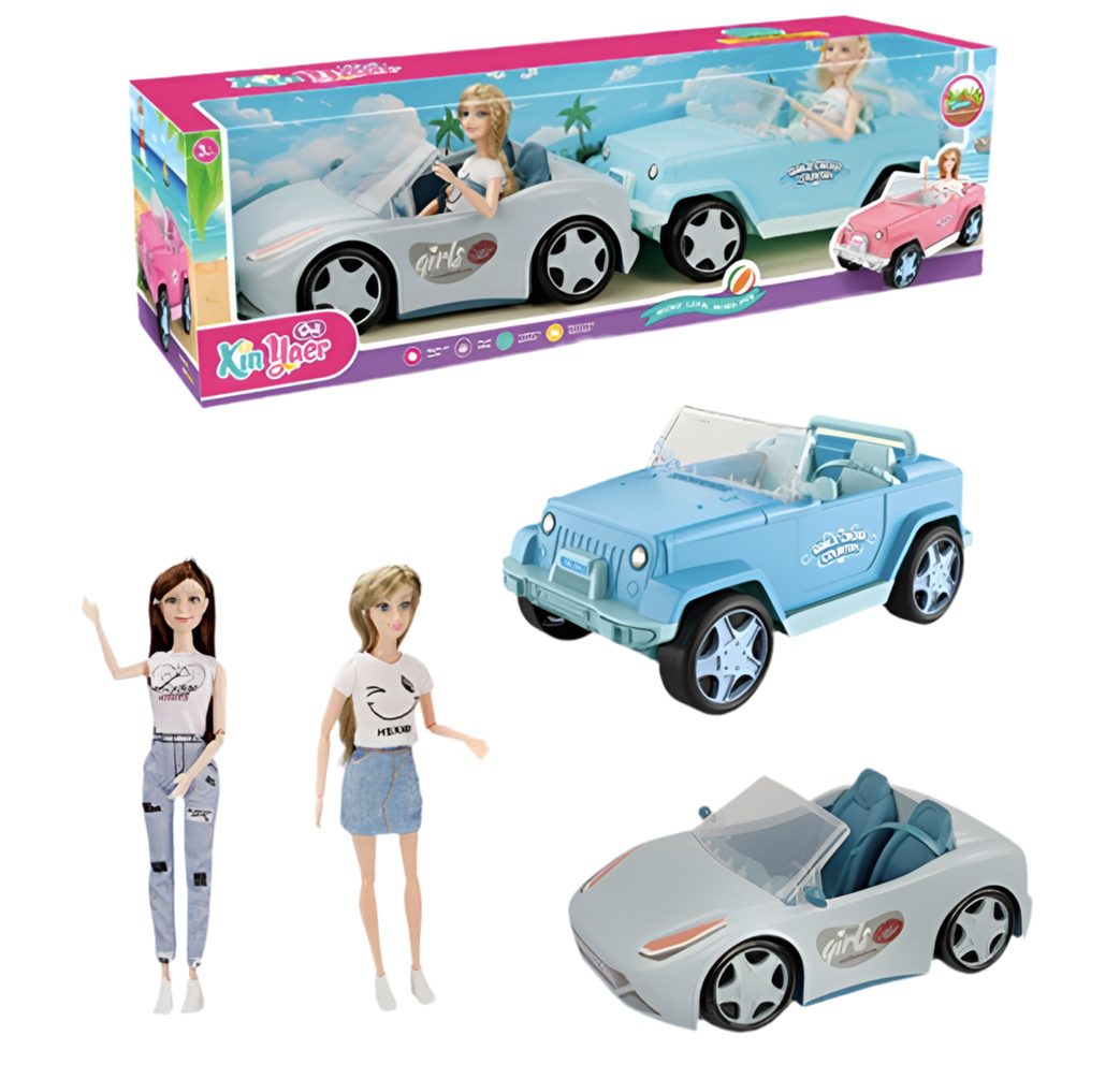 2 Poupée de Articulée avec 2 Voiture