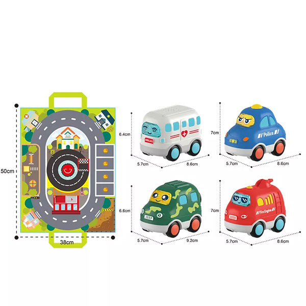 Set de 4 Petites Voitures Musicales avec Tapis - Huanger