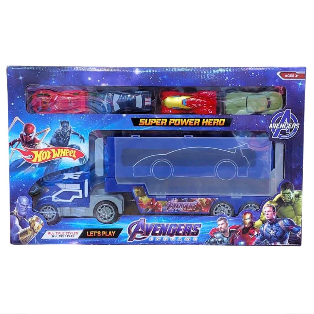 Hot Wheel Avengers – Camion Transporteur et Voitures Miniatures