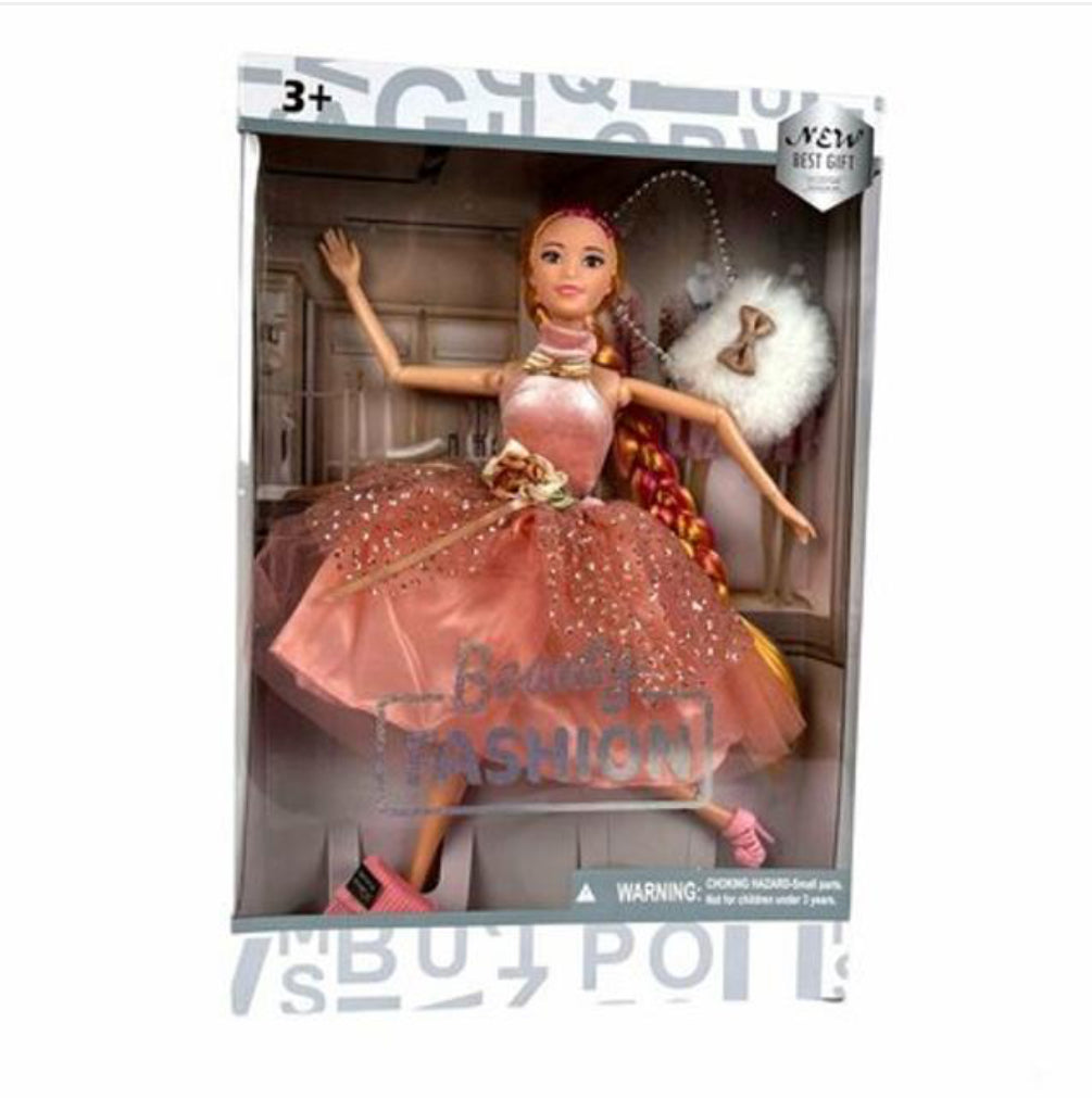 Poupée Barbie aux Cheveux Longs et un Sac en Fourrure