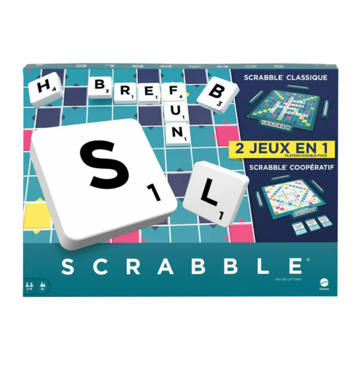 Scrabble 2 en 1 avec Plateau Réversible - Mattel Games