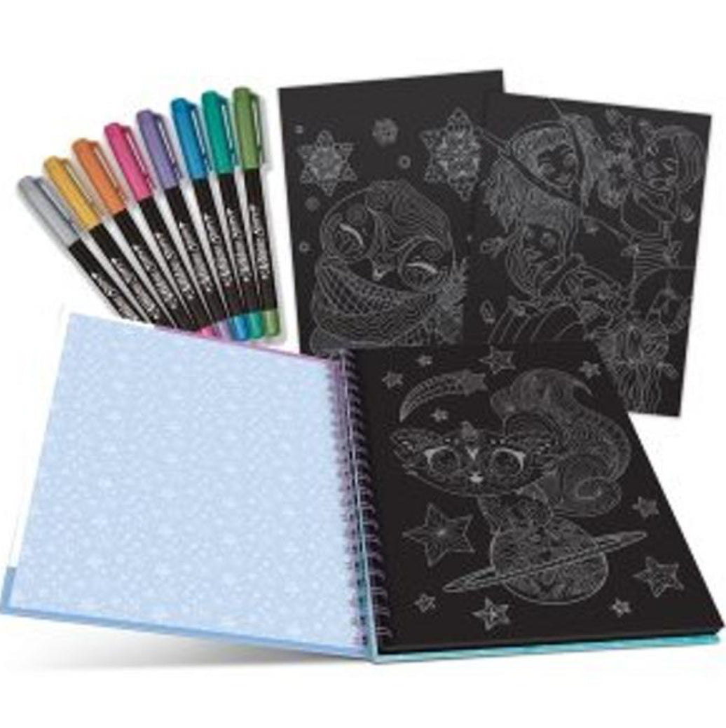 Livre de Coloriage (Black Pages) Coloria - Nebulous Stars