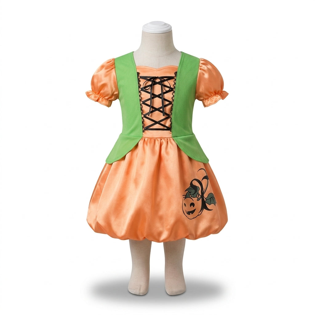 Robe Déguisement Citrouille & Corset pour Enfant