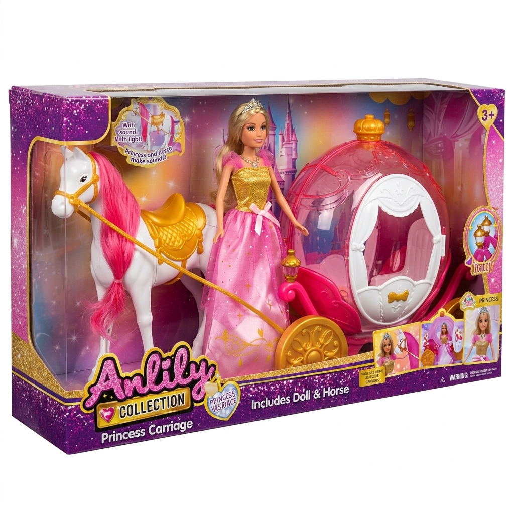 Poupée Anlily avec Carrosse et Cheval – Coffret Féerique Princesse