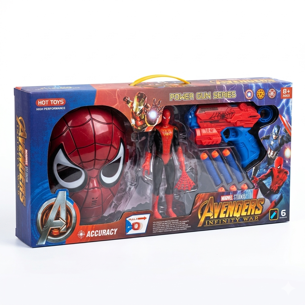 Pistolet Power Gun Avengers Infinity War 2 en 1 avec Masque Spider-Man