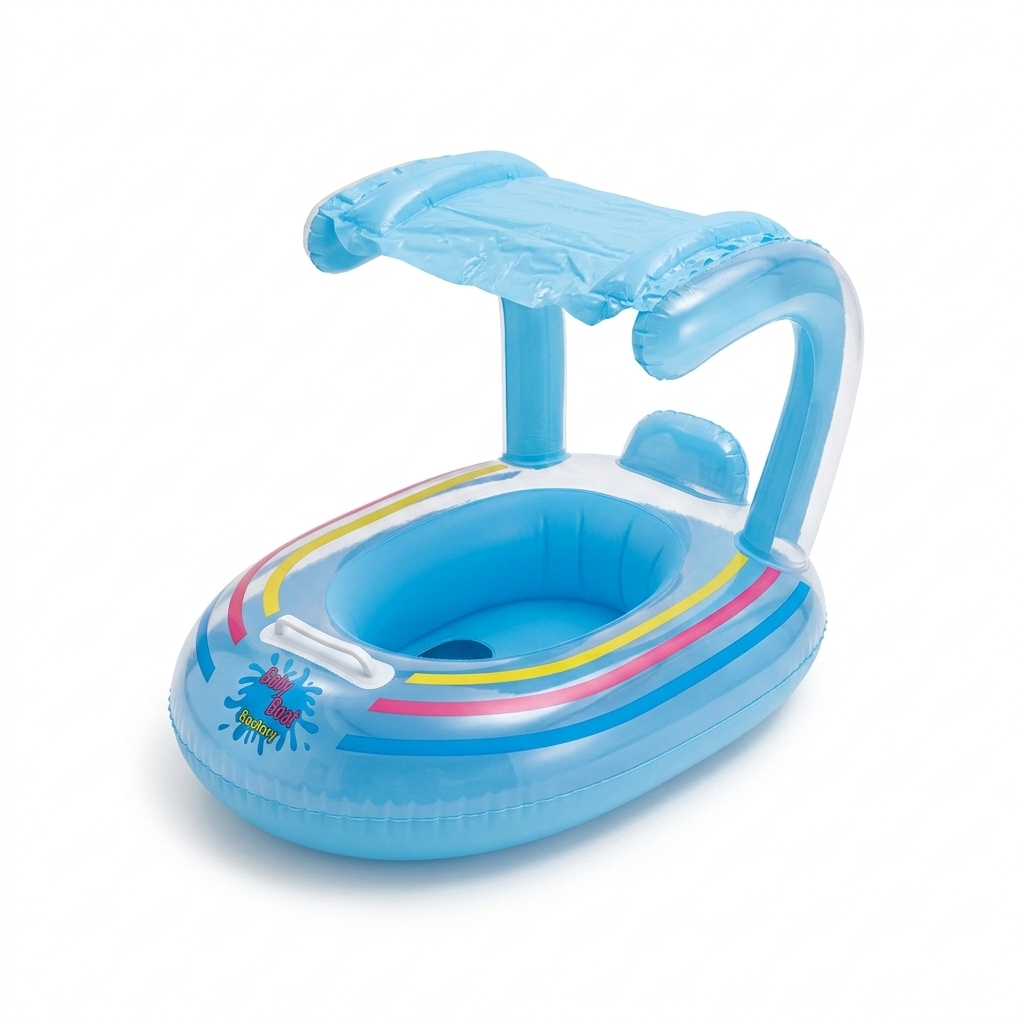 Bateau Gonflable pour Bébé Avec Auvent - Bleu Splash Boat Society