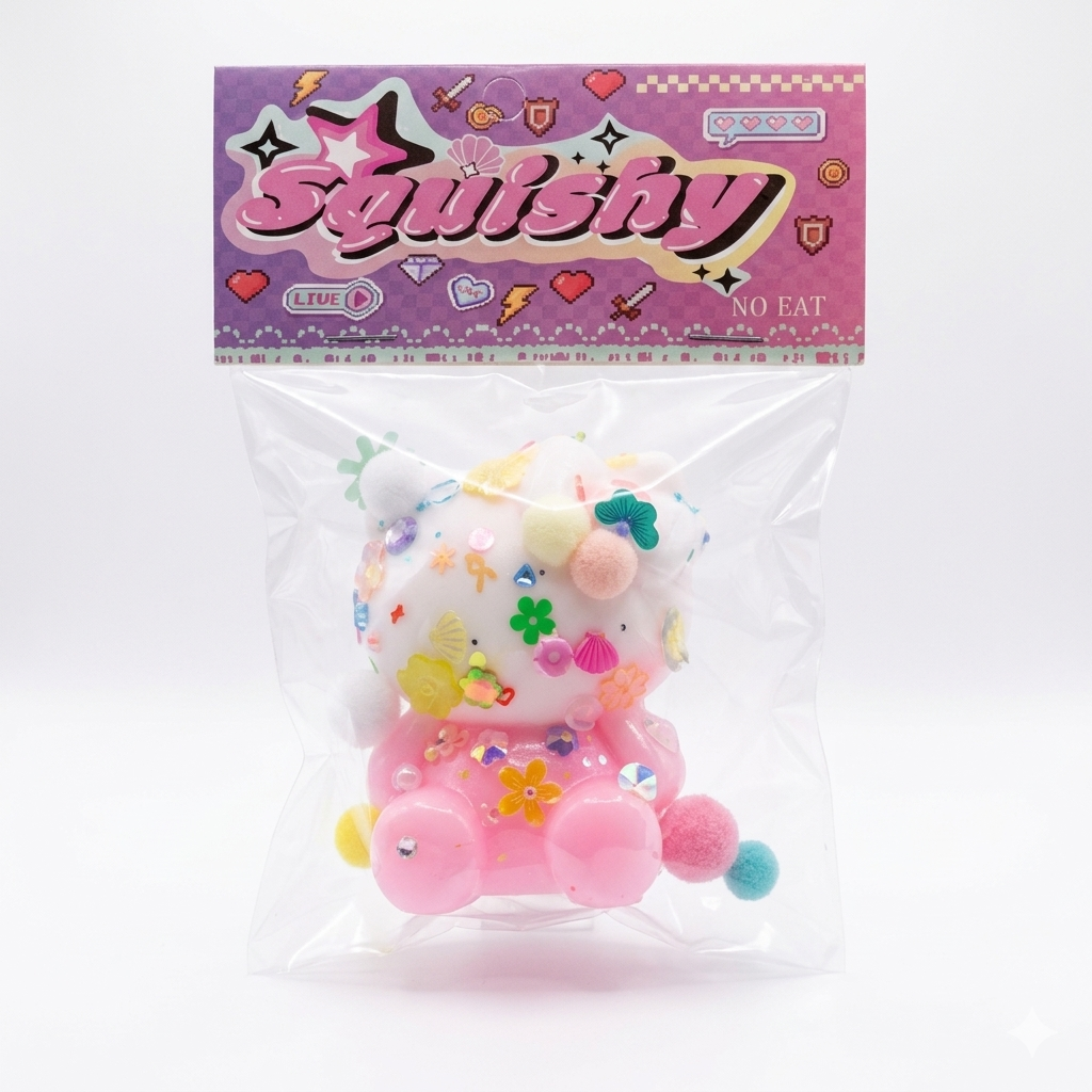 Squishy Ourson Fleuri – Jouet Anti-Stress Pailleté & Ultra Kawaii