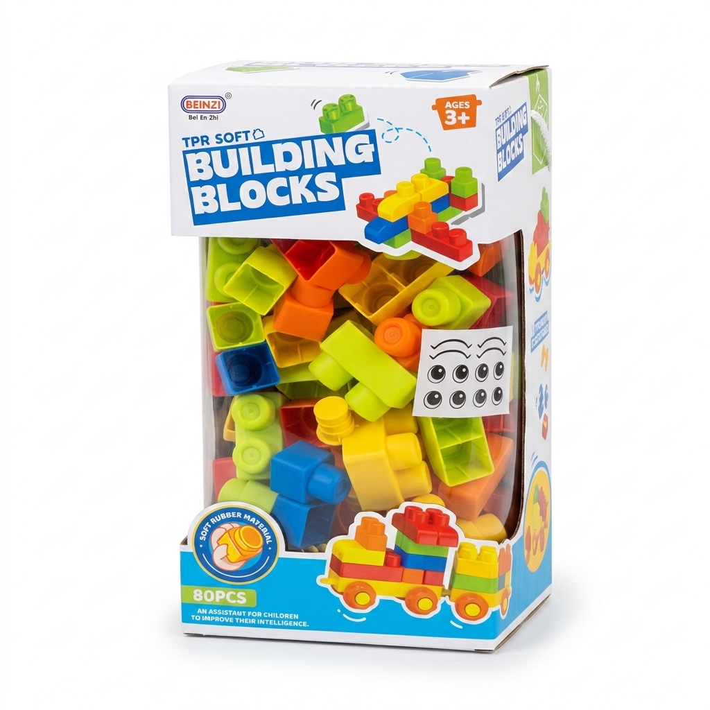 Blocs de Construction Souples Bleu (80 Pcs)