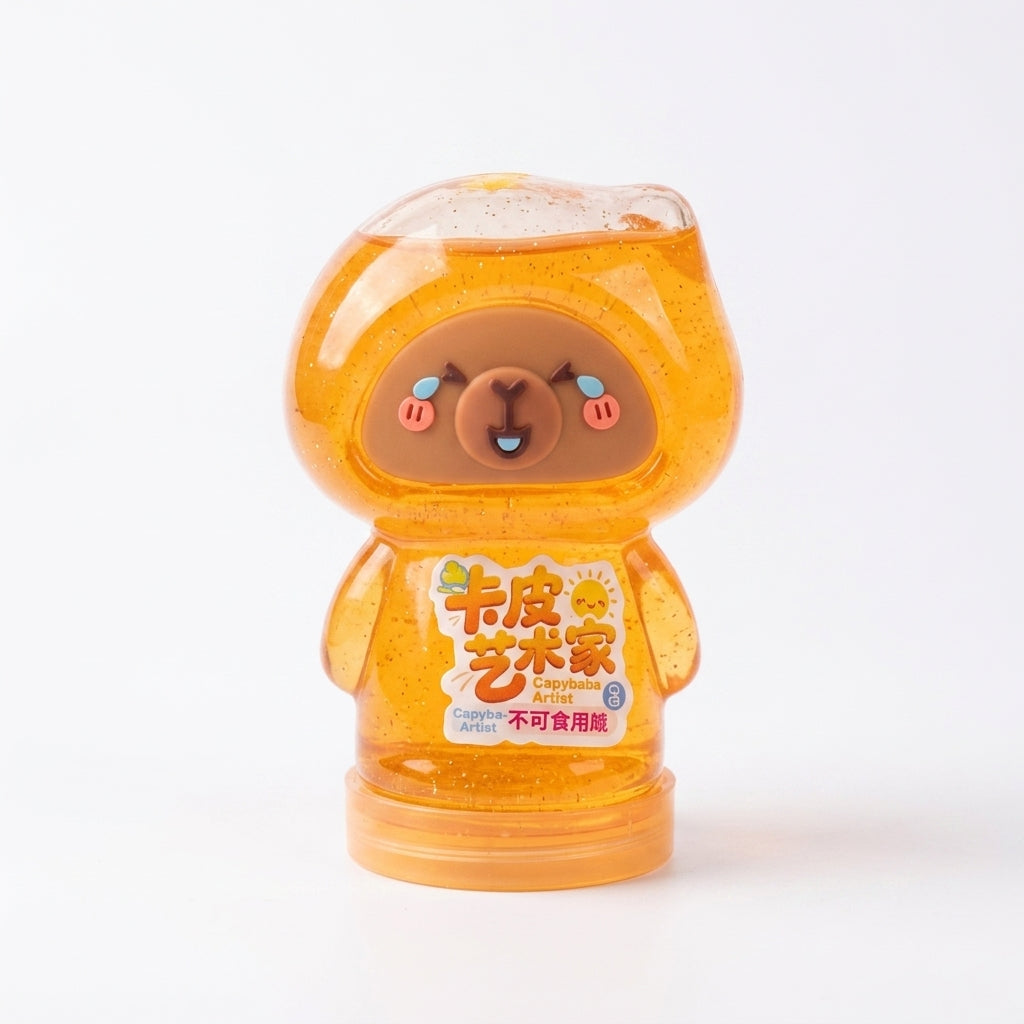 Crystal Mud Ourson Câlin Orange – Pâte Cristal Sensorielle en Pot Ourson