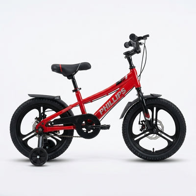 Vélo Enfant Phillips 16 Pouces Rouge & Noir - Dès 4 à 7 Ans