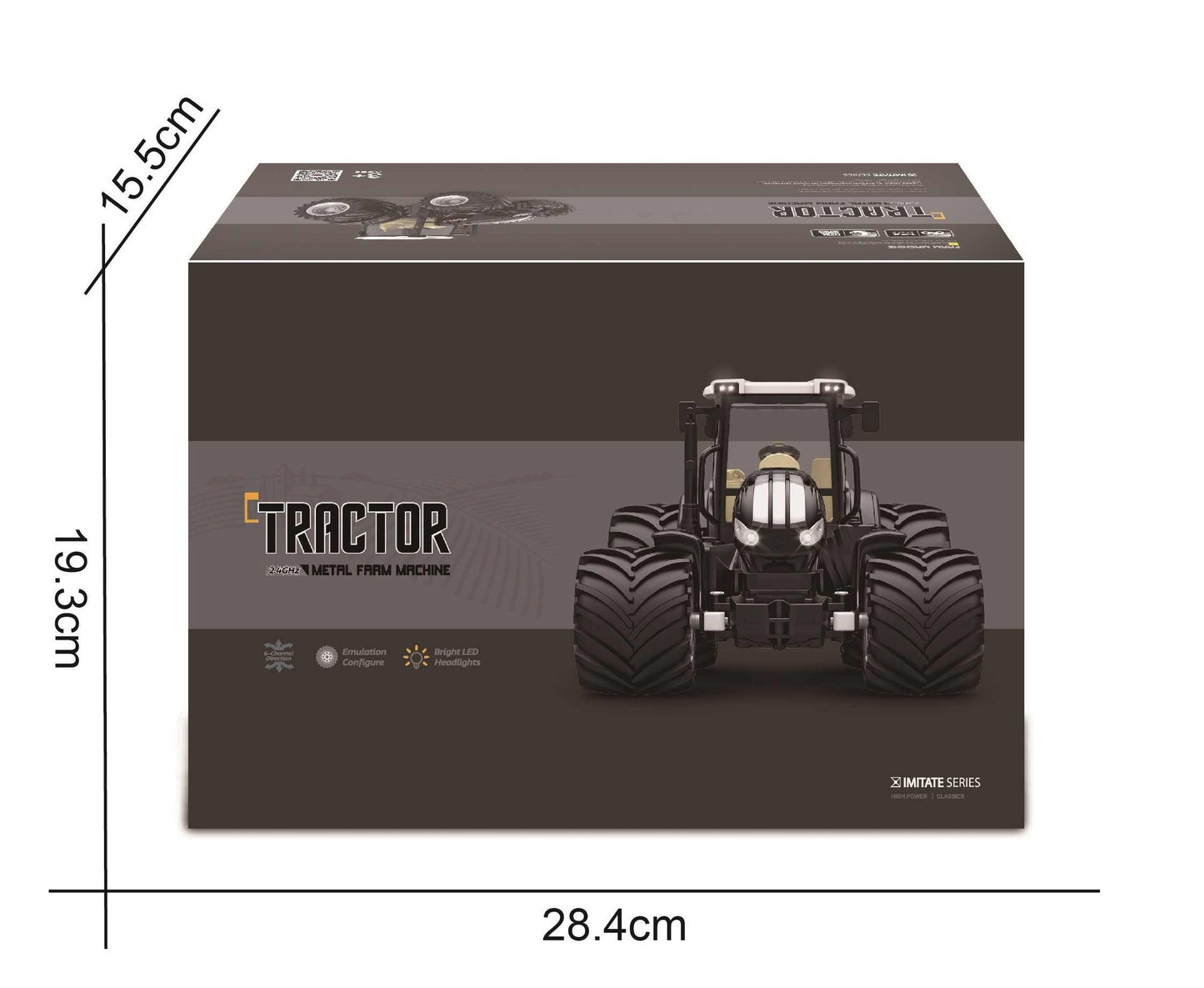 Tracteur RC à Grandes Roues 1/24 – Métal, 6 Canaux 2.4G pour Enfants