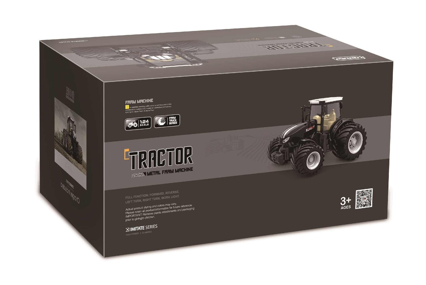 Tracteur RC à Grandes Roues 1/24 – Métal, 6 Canaux 2.4G pour Enfants