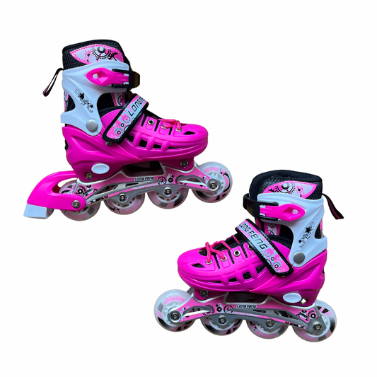 Rollers Évolutifs Rose + Kit Complet de Protection