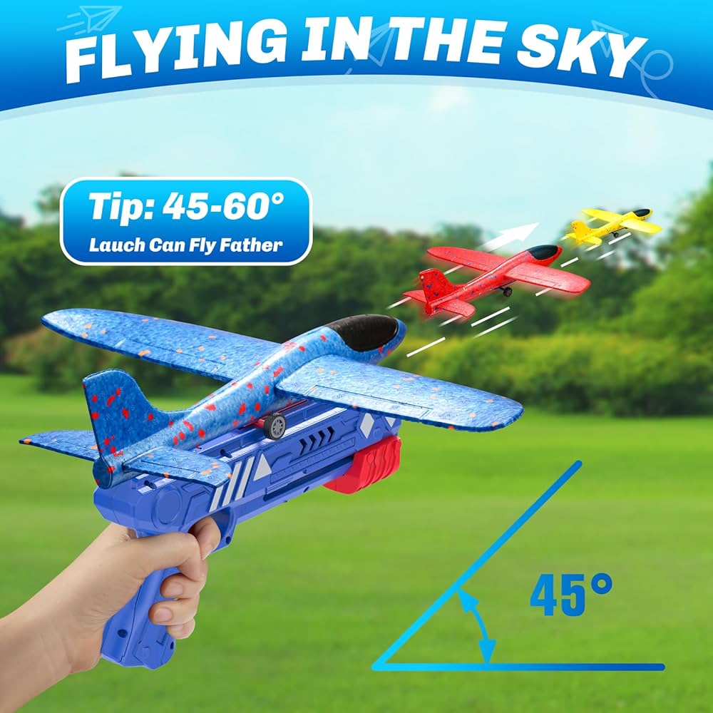 Avions Planeurs en Polystyrène avec Lanceur Catapulte (Avions + 1 Pistolet)