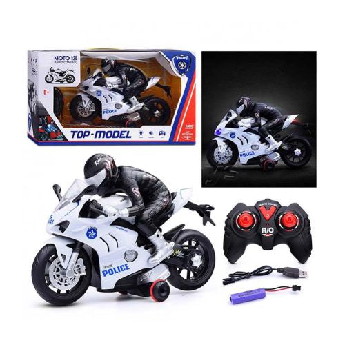 Moto Sport Police R/C 360° – Moto télécommandée avec sons et lumières