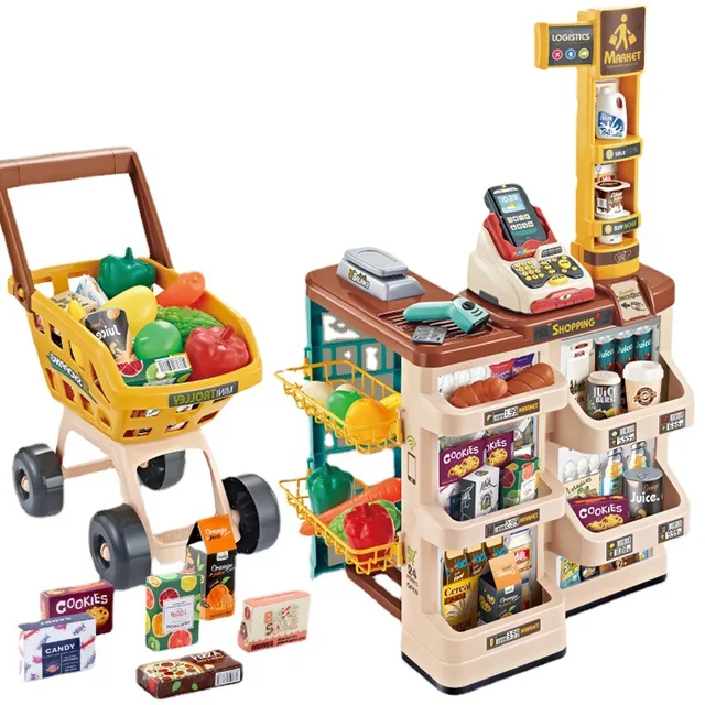 Supermarché Jouet avec Caisse et Chariot – 48 Pièces