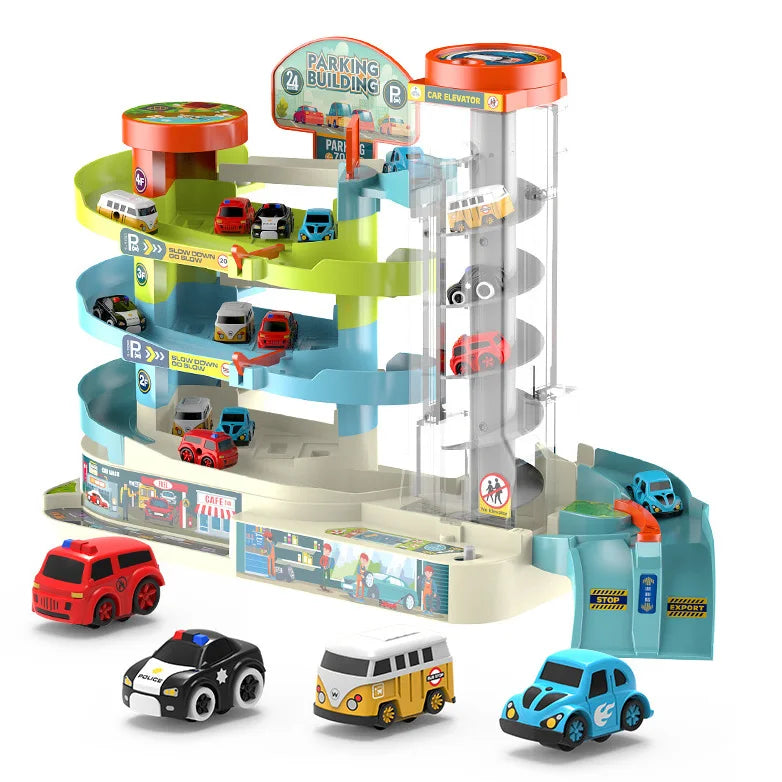 Parking à étages 5 Niveaux – Ascenseur hélicoïdal + 6 Voitures (24 places)