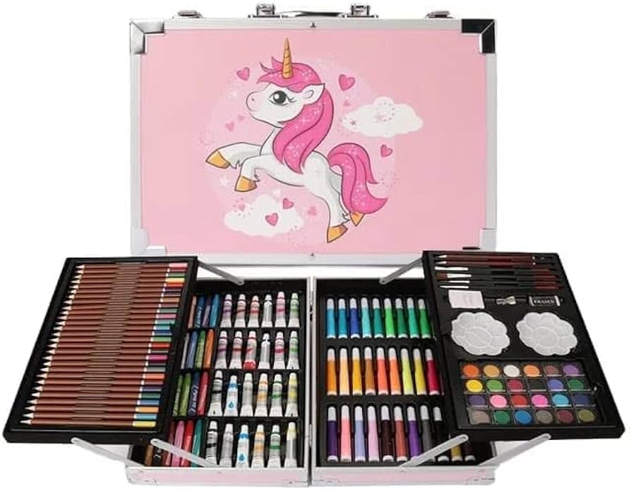 Mallette de Dessin 145 pièces pour enfants – Thème Licorne / Astronaute