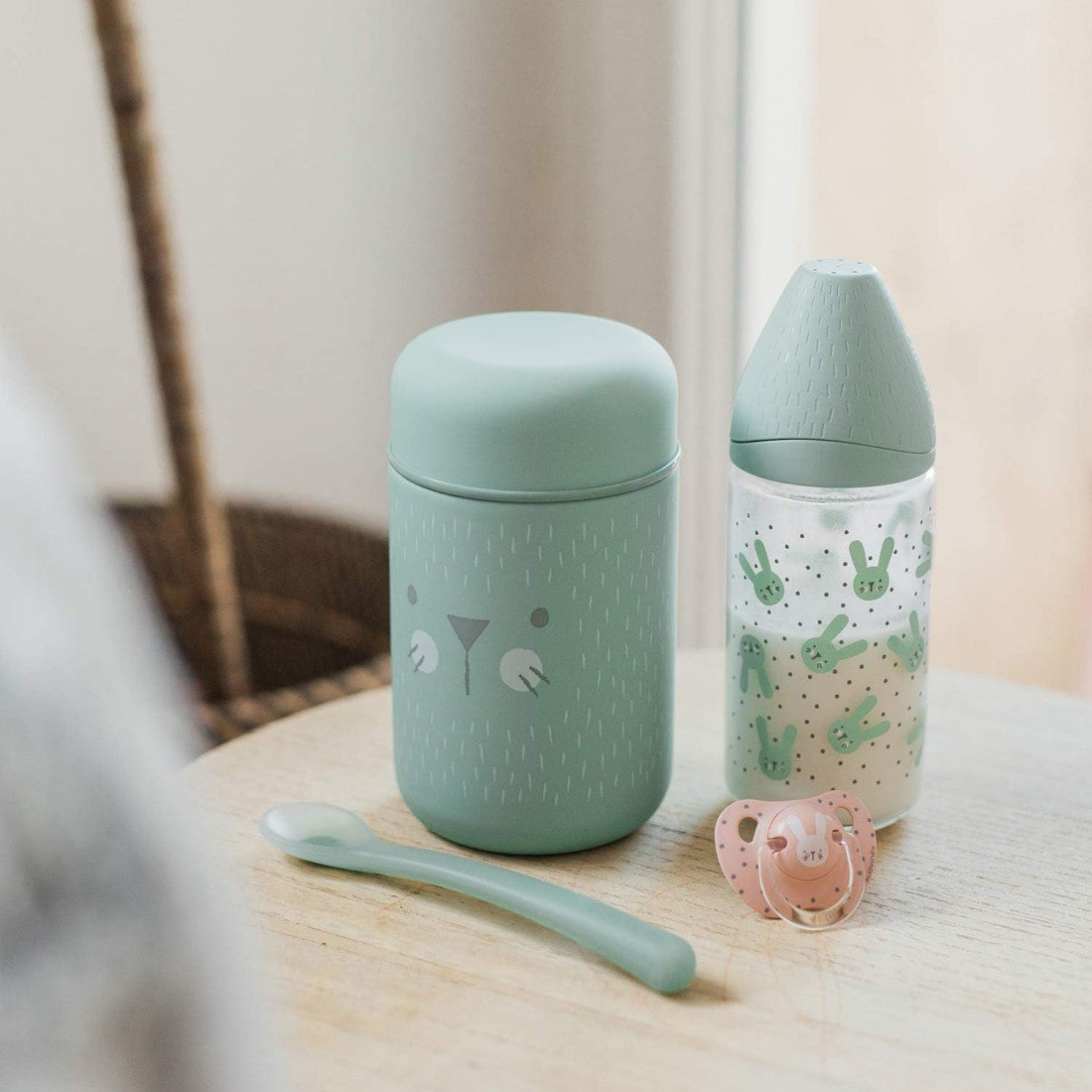 Suavinex – Thermos Bébé 400 ml en Acier Inoxydable | Vert | Hermétique & Isotherme